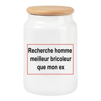 cherche homme - Boîte à biscuits avec couvercle en bois - blanc - Devant