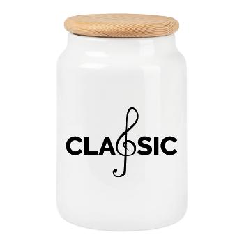 classic Musik Musiker Klassik Instrumente icon - Keksdose mit Holzdeckel - Weiß - Vorne