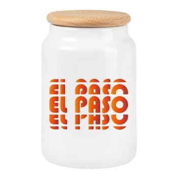 El Paso Gradient Grid - Cookie Jar with Wooden Lid - white - Front