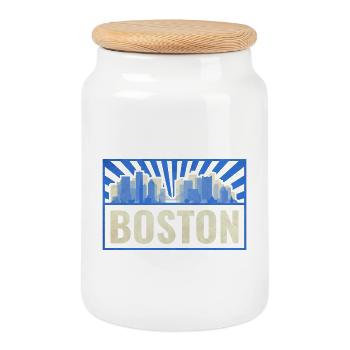 Boston États-Unis - Boîte à biscuits avec couvercle en bois - blanc - Devant