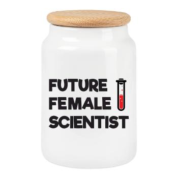 Futures femmes scientifiques - Boîte à biscuits avec couvercle en bois - blanc - Devant