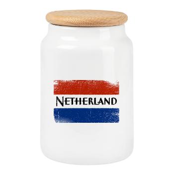 Logo NETHERLAND sale - Boîte à biscuits avec couvercle en bois - blanc - Devant