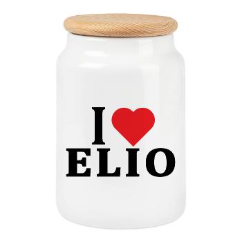 T-Shirt Ich liebe Elio T-Shirt Geschenkidee - Keksdose mit Holzdeckel - Weiß - Vorne