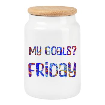 My Goals? Friday - My goal? Friday - Cookie Jar with Wooden Lid - white - Front