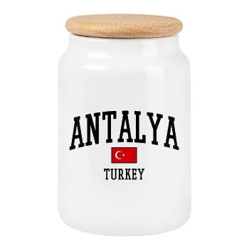 Small Turkish Crescent Emblem - Cookie Jar with Wooden Lid - white - Front