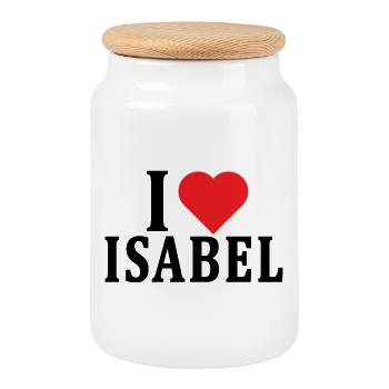 t-shirt J’adore Isabel idée cadeau t-shirt - Boîte à biscuits avec couvercle en bois - blanc - Devant
