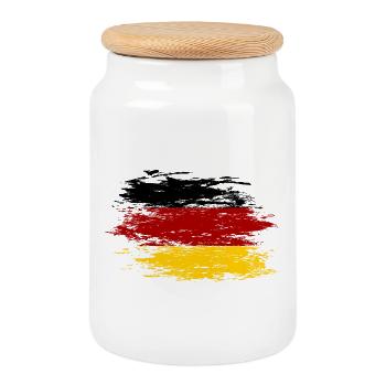 Deutschland Flagge used - Keksdose mit Holzdeckel - Weiß - Vorne
