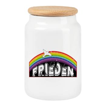 RAINBOW Rainbow PEACE - Cookie Jar with Wooden Lid - white - Front