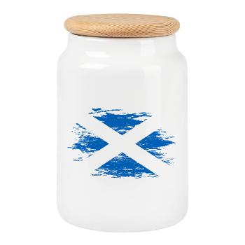 Schottland Flagge used - Keksdose mit Holzdeckel - Weiß - Vorne