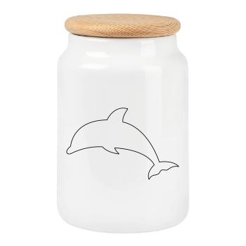 Dolphin - Cookie Jar with Wooden Lid - white - Front