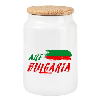 We are Bulgaria flag - Cookie Jar with Wooden Lid - white - Front