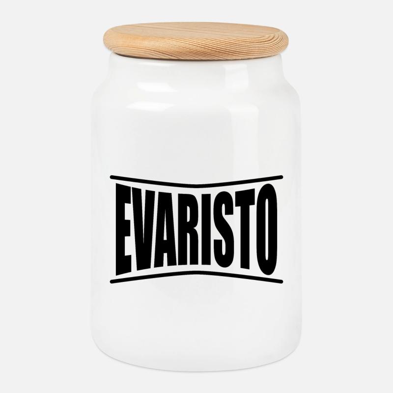 t-shirt Evaristo idée cadeau t-shirt - Boîte à biscuits avec couvercle en bois - blanc