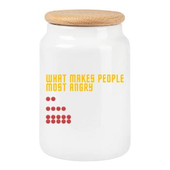 Angry Face Grid with Bold Typography - Cookie Jar with Wooden Lid - white - Front