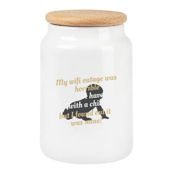 WiFi Outage Parenting Punchline - Cookie Jar with Wooden Lid - white - Front