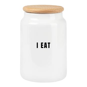 Je mange pour 2 — Humour de grossesse - Boîte à biscuits avec couvercle en bois - blanc - Devant