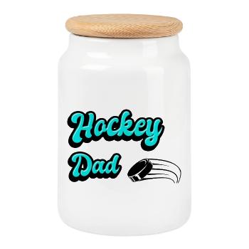 Design de papa Hockey - Boîte à biscuits avec couvercle en bois - blanc - Devant