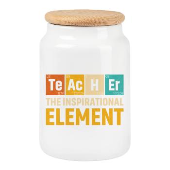 Teacher The Inspirational Element Teacher - Cookie Jar with Wooden Lid - white - Front