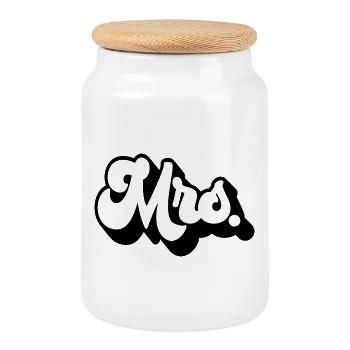 Mme Matching Couple Fiançailles Mariage Lune de miel - Boîte à biscuits avec couvercle en bois - blanc - Devant
