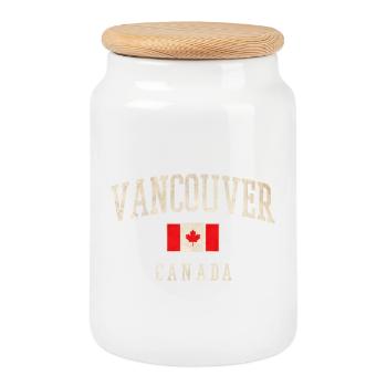 Vancouver Canada Drapeau Chemise - Boîte à biscuits avec couvercle en bois - blanc - Devant