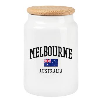  Melbourne Australien Flagge Design - Keksdose mit Holzdeckel - Weiß - Vorne