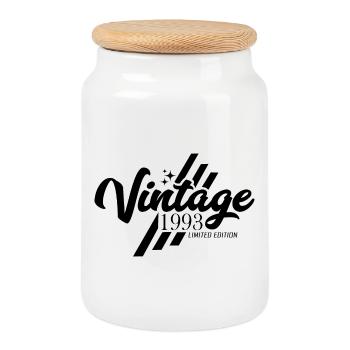 30th Birthday Vintage Sayings - Cookie Jar with Wooden Lid - white - Front