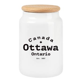 Ottawa 1867 Emblem Vintage - Keksdose mit Holzdeckel - Weiß - Vorne