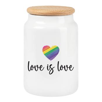 Mois de la fierté - L’amour c’est l’amour - Boîte à biscuits avec couvercle en bois - blanc - Devant