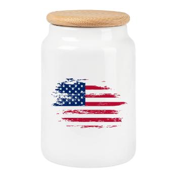 USA Flagge used - Keksdose mit Holzdeckel - Weiß - Vorne