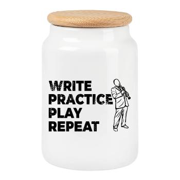 Motivating clarinet saying - Cookie Jar with Wooden Lid - white - Front