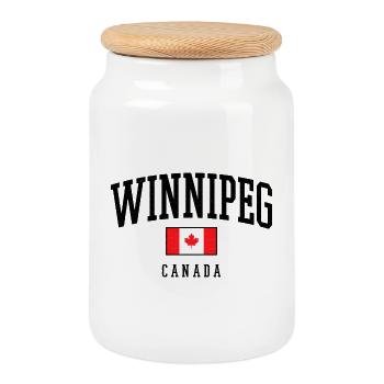 Winnipeg Canada Flag – City Design - Cookie Jar with Wooden Lid - white - Front