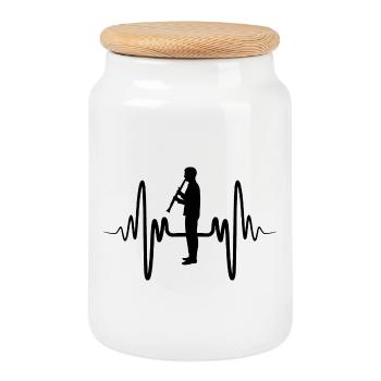 Clarinettiste - Boîte à biscuits avec couvercle en bois - blanc - Devant