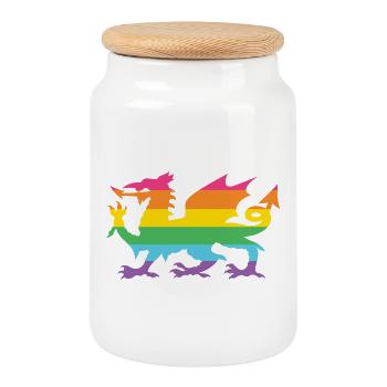 Pride Month LGBTQ - LGBTQ Walisischer Drache - Keksdose mit Holzdeckel - Weiß - Vorne