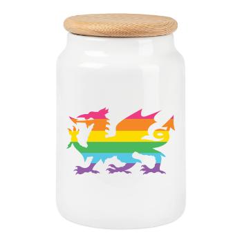 Pride Month LGBTQ - LGBTQ Walisischer Drache - Keksdose mit Holzdeckel - Weiß - Vorne