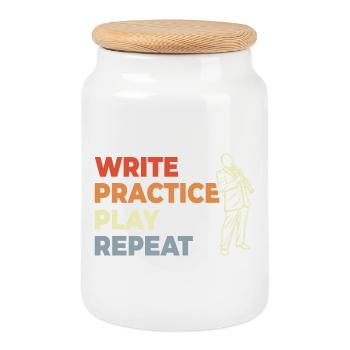 Clarinet Motivation Vintage Look - Cookie Jar with Wooden Lid - white - Front