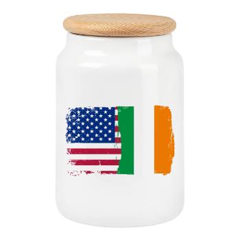 Flag Fusion: Stars and Shamrock - Cookie Jar with Wooden Lid - white - Front
