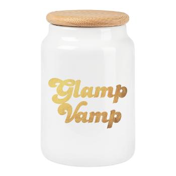 Glamp Vamp Gold Glamping Camping Luxury Cool Camper - Boîte à biscuits avec couvercle en bois - blanc - Devant