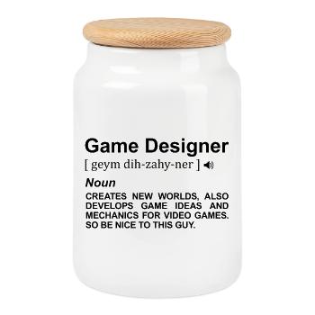 Game Designer Dictionary - Cookie Jar with Wooden Lid - white - Front