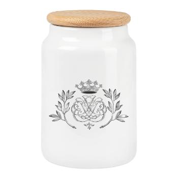 Bach seal, monogram, coat of arms, insignia - silver - Cookie Jar with Wooden Lid - white - Front