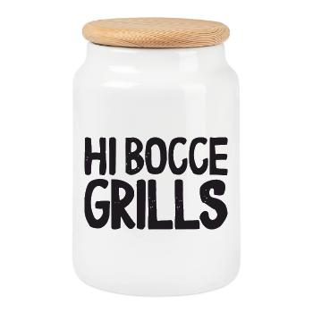 Hi Bocce Grills Ball with Jack Bocci Game Bocce - Cookie Jar with Wooden Lid - white - Front