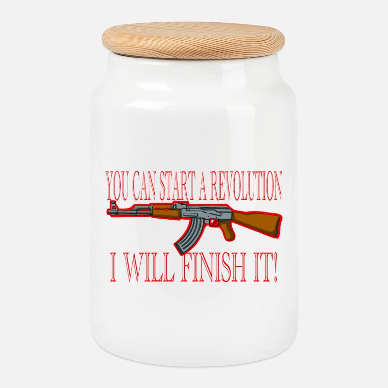 AK - Cookie Jar with Wooden Lid - white