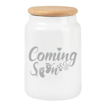 coming soon - Cookie Jar with Wooden Lid - white - Front