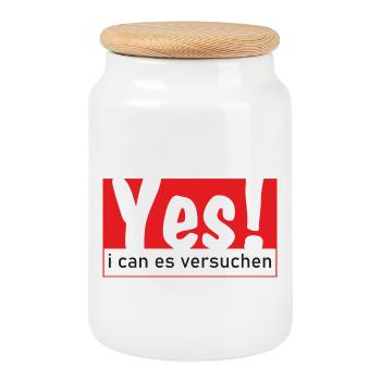 Yes i can es versuchen - Keksdose mit Holzdeckel - Weiß - Vorne
