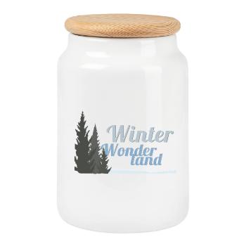 Arbres au pays des merveilles d’hiver - Boîte à biscuits avec couvercle en bois - blanc - Devant