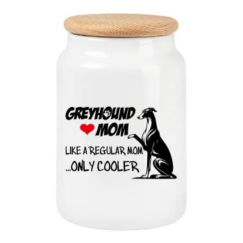 Greyhound Mom - Keksdose mit Holzdeckel - Weiß - Vorne