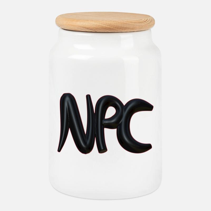 Npc Abstract Balloon Art - Cookie Jar with Wooden Lid - white
