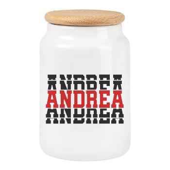 t-shirt Andrea t-shirt idée cadeau texte empilé - Boîte à biscuits avec couvercle en bois - blanc - Devant
