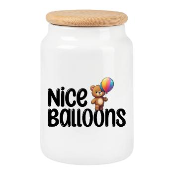 Cute Balloons - Cookie Jar with Wooden Lid - white - Front
