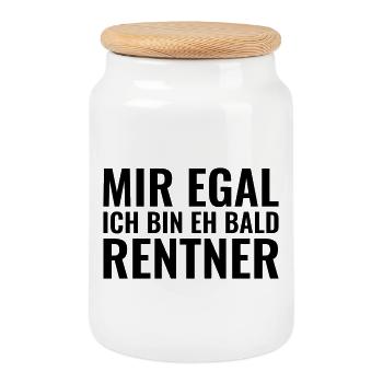 Rentner - Keksdose mit Holzdeckel - Weiß - Vorne