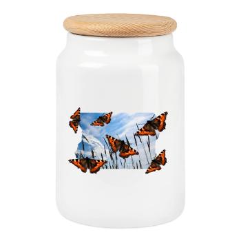 SCHMETTERLING - Keksdose mit Holzdeckel - Weiß - Vorne