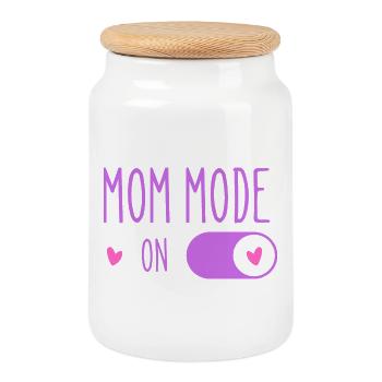 Active Mom Mode Purple - Cookie Jar with Wooden Lid - white - Front
